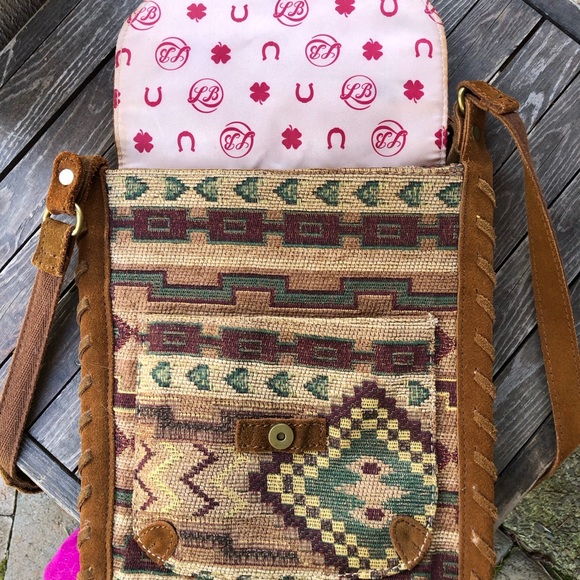Lucky brand suede fleetwood crossbody southwestern pattern - Picture 3 of 9